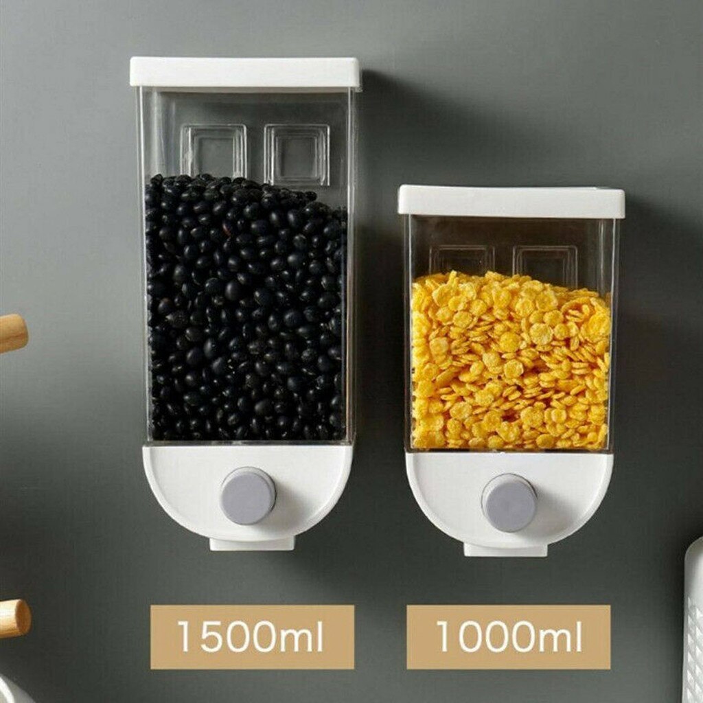 Easy Press- Kitchen Food Storage Container Cereal Dispenser Oatmeal Wall Mounted Cereal Oatmeal recipient Dispenser #40