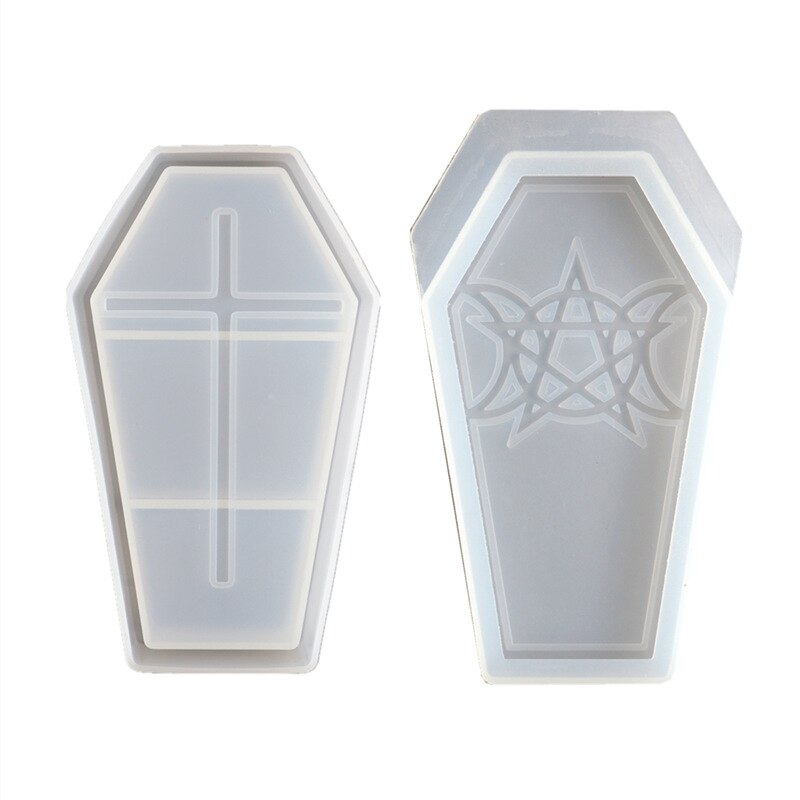 Goth cristal caixão caixa de armazenamento silicone molde resina para o dia das bruxas recipiente gótico molde suprimentos da arte diy resina que faz: 2 PCS RANDEM