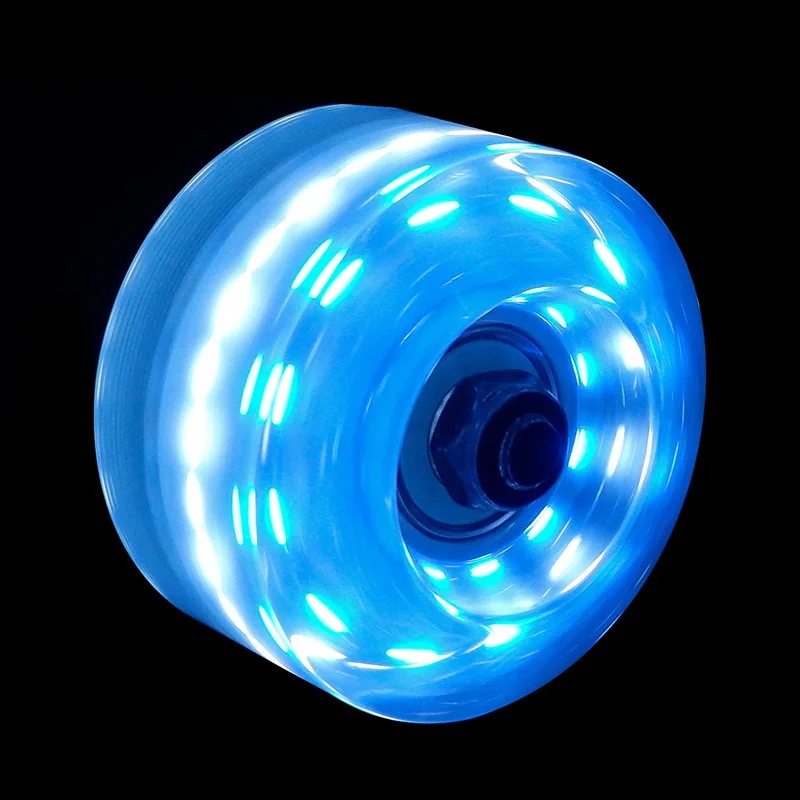 Transparentes blinkendes Rad, Inline-Rollschuhe, universelles PU-Leuchtrad, für drinnen und draußen, Rollschuhe, zweireihiges Rad, Eislaufen: Blau