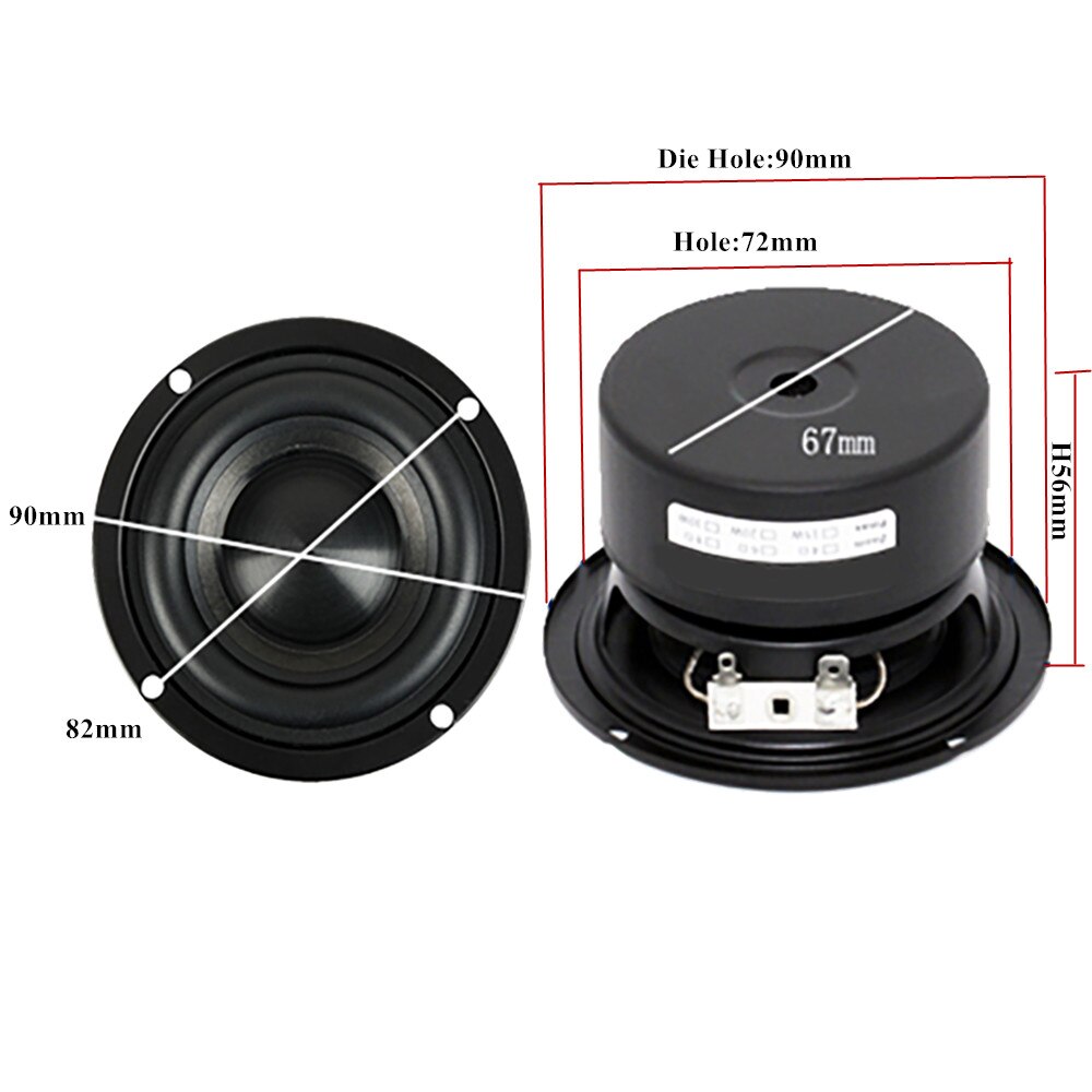 Haut-parleur de caisson de basses 3 pouces, 4, 8ohm, 25W, HIFI, pour Home cinéma, Audio, DIY, accessoire 1 pièce