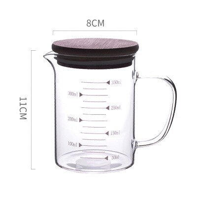 Food Grade Borosilicaatglas Melk Cups Pot Ketel Keuken Accessoires Melk Meten Melk Helder Glas Cup Kok Schaal: 350ml pot with cover