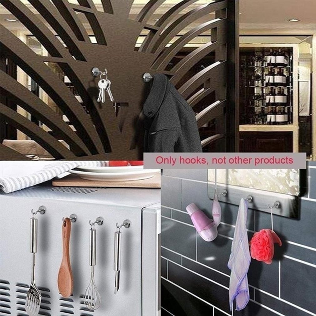 Magnetic Hooks Powerful Magnetic Hook Holder Wall Suction Hook Bracket Hardware Magnetic Tool Silver