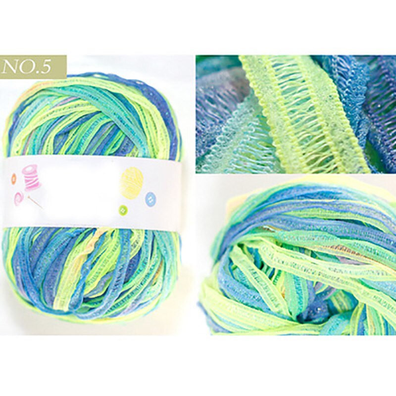 Cinta de seda intermitente de Color, hilo especial, segmento de Color mágico, lana de teñido, bolsa de tejer, sombrero, hilo artesanal: 5