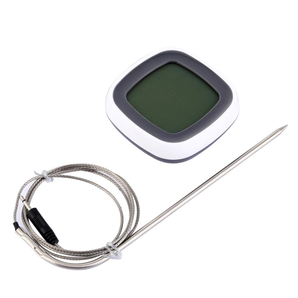 BBQ Oven Touch Screen Cooking Thermometer Timer Stainless Steel Probe Digital Kitchen Meat Thermometer Countdown Time