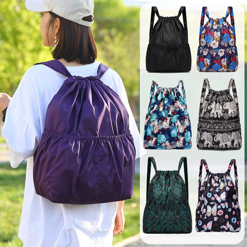 Lightweight Large Capacity Backpack Women Drawstring Strap Pocket Large Capacity Drawstring Travel Bag Fitness Sports Bag