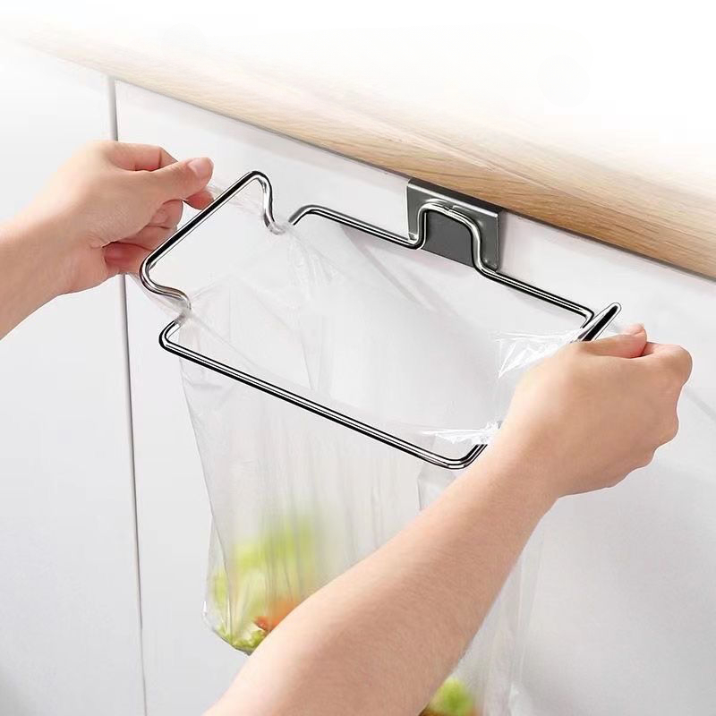 Roestvrijstalen vuilniszakhouder zonder boor Kastdeurorganizer voor keuken/kast Ruimtebesparend duurzaam rek