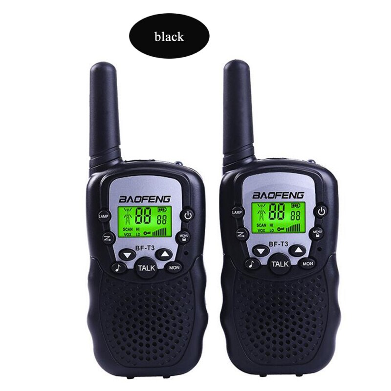 2 stk/sæt baofeng bf -t3 uhf 462-467 mhz 22 -kanals bærbar to-vejs 10 kaldetoner radio transceiver til børn radio walkie talkie: Sort