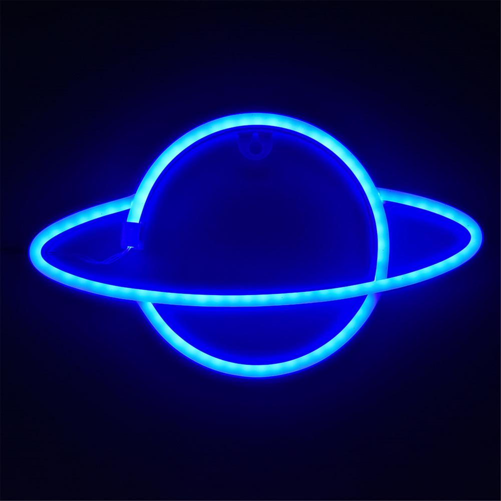 LED Neon Lamp Elliptical planet Shaped Sign Neon Light Battery Powered Home Decorative Wall Light Party Room Lighting