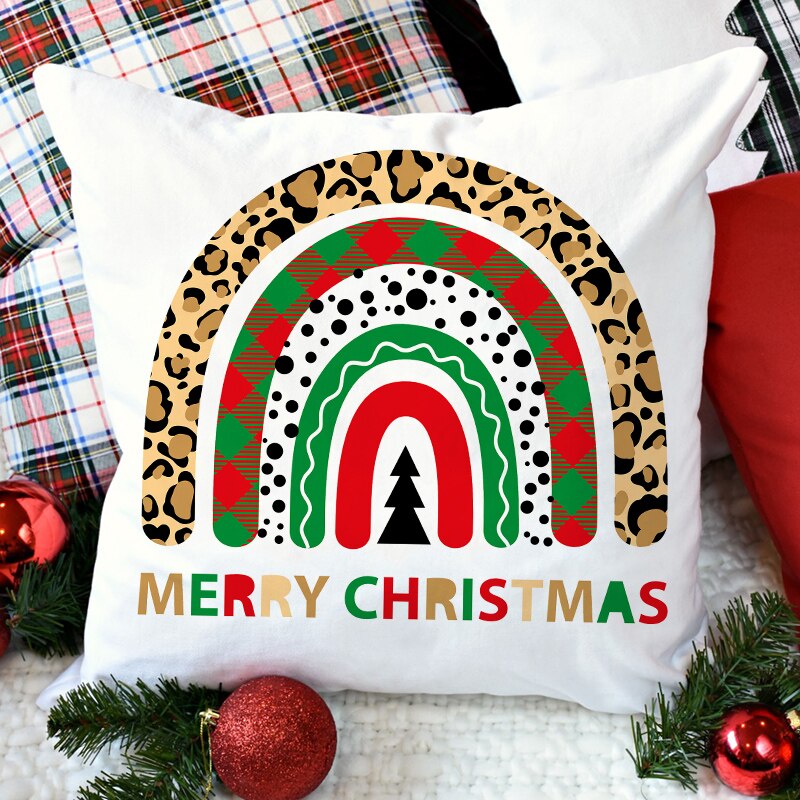 Kerst Kussenslopen Xmas Decoratieve Boerderij Buffalo Regenboog Kussensloop Winter Kussen Case Voor Home Decor