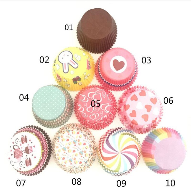 100Stck Regenbogen Cupcake Papier Liner Muffin Fällen Tasse Kuchen Deckel Backblech Küche Zubehör Gebäck Dekoration Werkzeuge