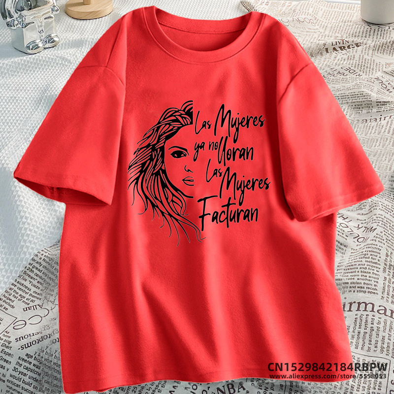 Shakira-Camiseta de algodón con estampado para mujer, camisetas de manga corta, ropa para mujer Ya No Lloran, Camisetas estampadas Don't Cry