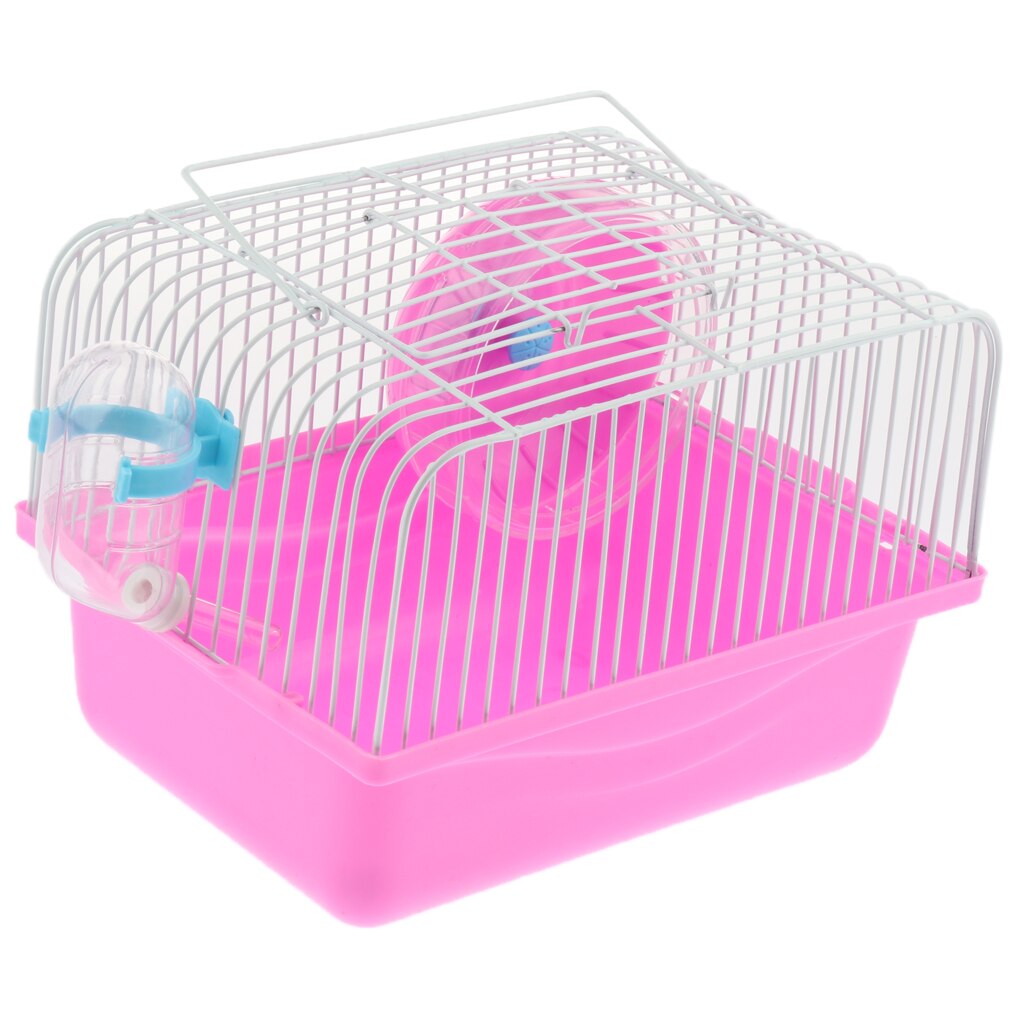 Hamster Maus Wc Gerbile KäFeige Transport KäFeige Kasten Schlecht mit Lauf Rad Haustier Spielzeug Haus Schlecht Wasser Flasche Gericht Liefert: Rosa