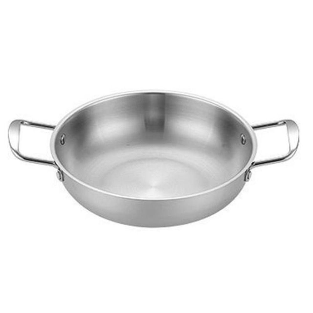 Olla de acero inoxidable para mariscos y arroz, Paella de cocina casera, platos para aperitivos de Picnic, utensilios de cocina, ollas secas con mango para Cocina: Morado
