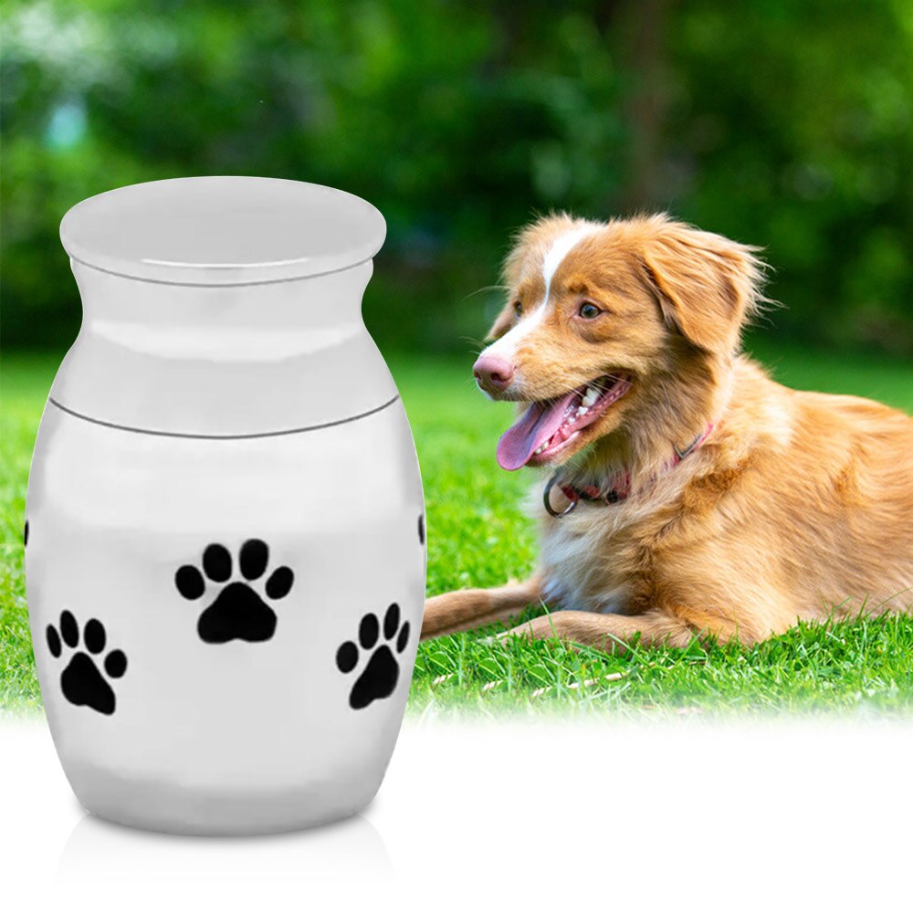 Huisdier Urn Poot Patroon Kleine Crematie Urn Voor Huisdier As Rvs Gedenkteken Urnen Voor Honden Katten As Houder Huisdier accessoires
