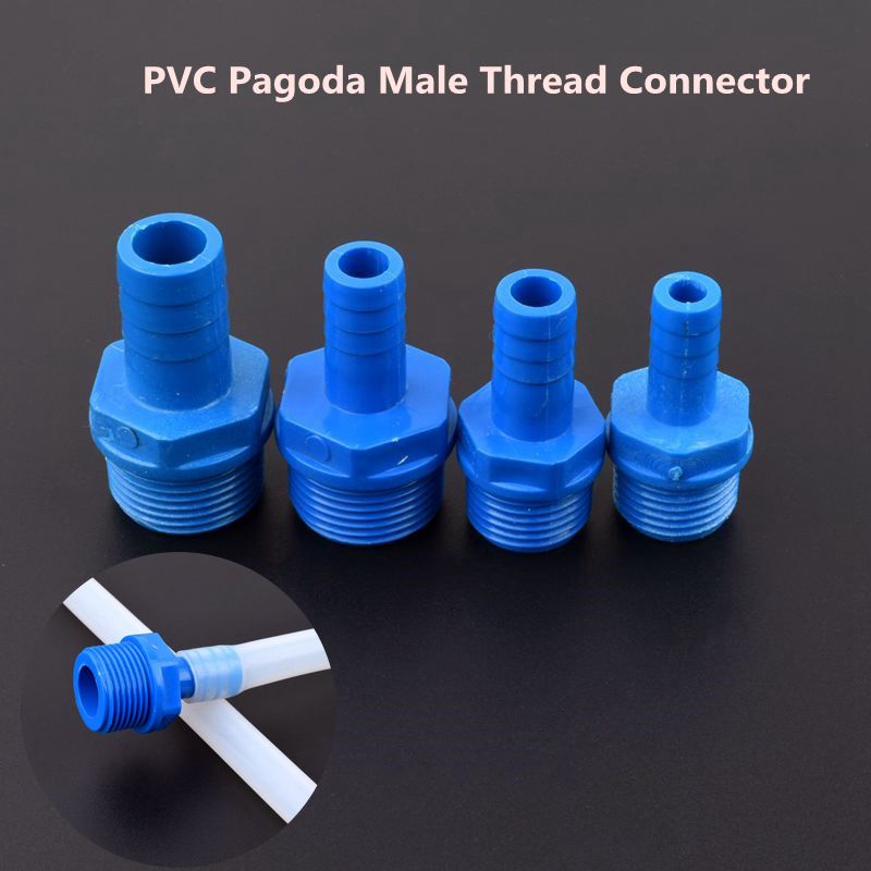 5pcs 1/2"-8/10/12/16mm 3/4"-12/16mm PVC Pagoda Male Thread Connector Garden Irrigation Hose Connector Aquarium Adapter
