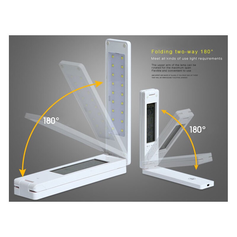 Woodpow LED USB 5V Folding Table Lamp Chargeable Desk Lamp Calendar Alarm Clock Book Lamp Eye Protection Portable Learning Lamp