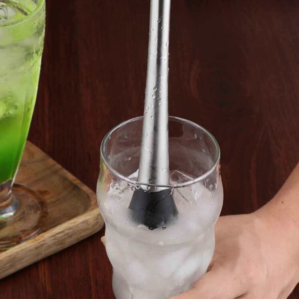 Cocktail muddler rustfrit stål støder rillet plast hoved gør-det-selv drinks frugt is cocktail muddler bar mixer mojito bar værktøjer