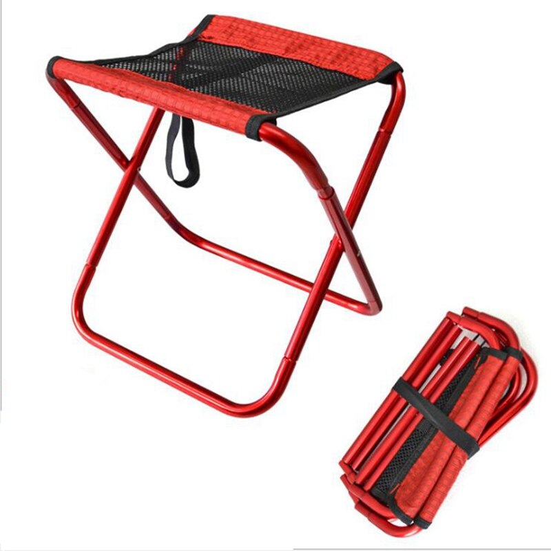 Superharde, zware outdoor kampeerstoel, reisstoel, ultralichte opvouwbare stoel, draagbare strandstoel, picknickstoel, visgerei, stoel: Rood 0017