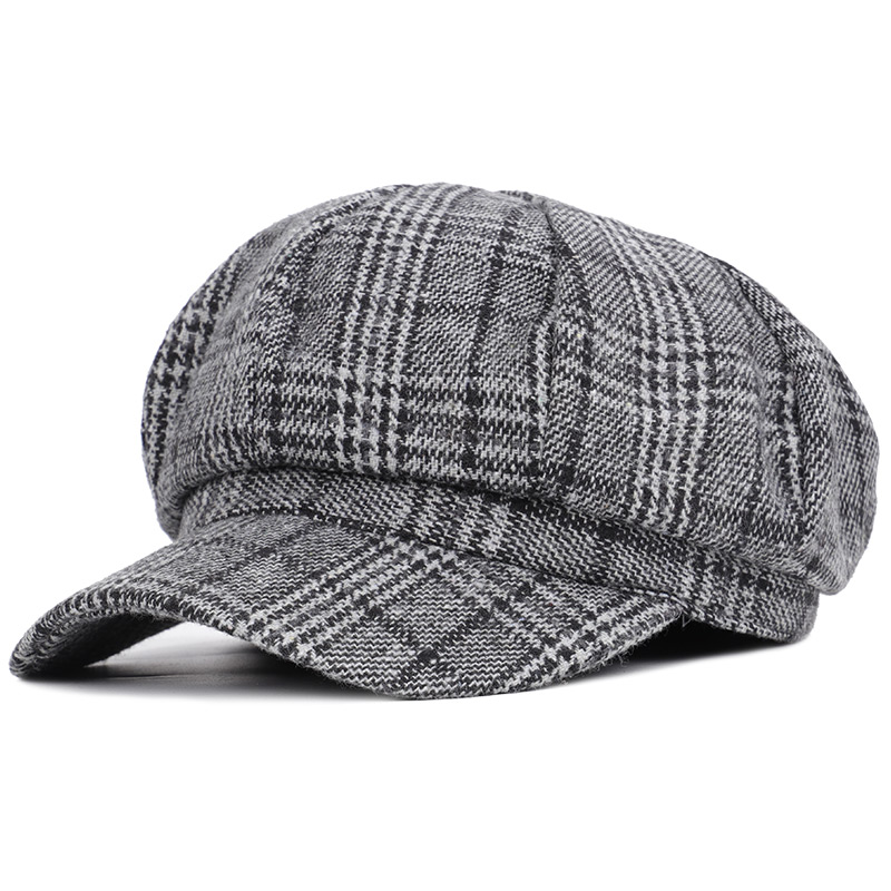 Chapeau de journal femme en laine | Grande , chapeau octogonal, nouvelle coiffure littéraire unisexe, peintre en laine, béret pour hommes: Gray-1