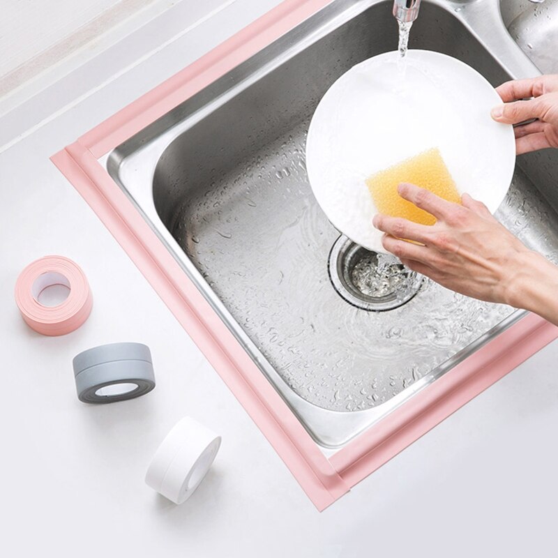 Home Kitchen Waterproof Anti-moisture Self Adhesive Stickers Bathroom Wall Corner Line Sink Wash Basin Tape Sealing Decal