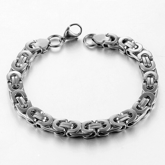 Heren roestvrijstalen byzantijnse armband sieraden breedte 8.5mm lengte 23cm: Staalkleur
