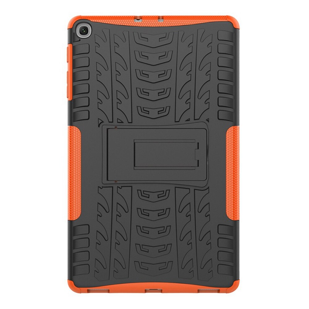 Funda Armor para Samsung T510 Tab A , funda de SM-T515 de 10,1 pulgadas para galaxy sm-T510, Tablet de TPU + PC, funda con soporte: Naranja