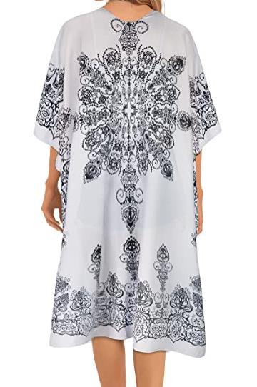Bata transparente para mujer, Blusa de gasa con estampado único, protección solar, Media manga, Bikini, cárdigan, falda Bohemia con abertura larga, 2022: 10