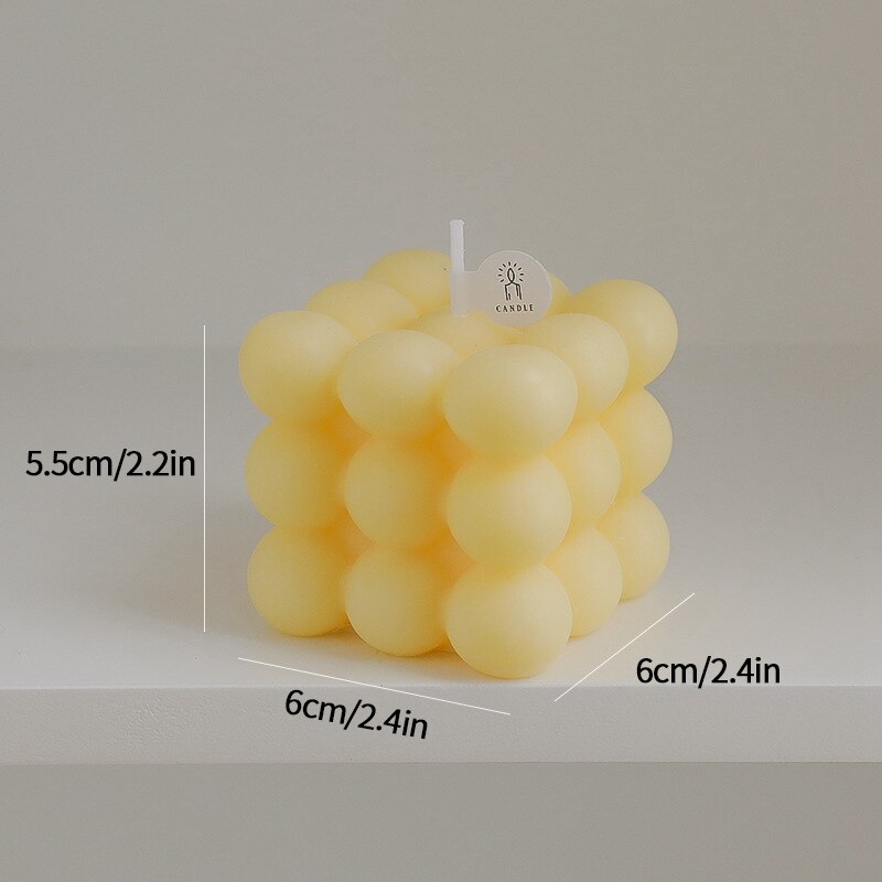 Bubble Cube Aromatherapy Candle Mini DIY Scented Candles Relaxing Birthday Handmade Home Decoration Party Photo Props: Yellow 6x6x5.5cm