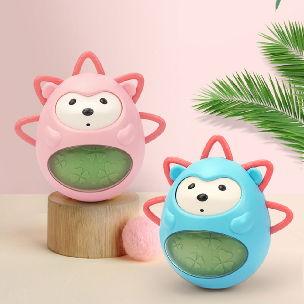 Cute Baby Hedgehog Teether Tumbler Balance Expression Vocal Bells Comfort Children Senses Toys Early Leaning Interesting