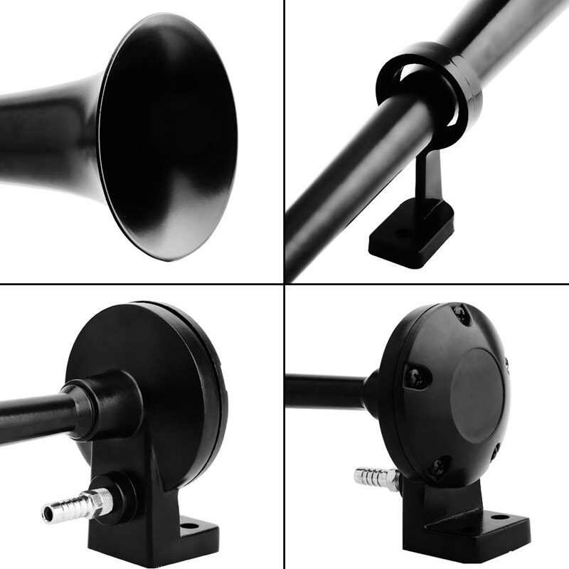 Kit de bocina de aire de 12V y 150Db, claxon de aire de 18 pulgadas con compresor para coche, vehículo, camión, tren, barco, color negro