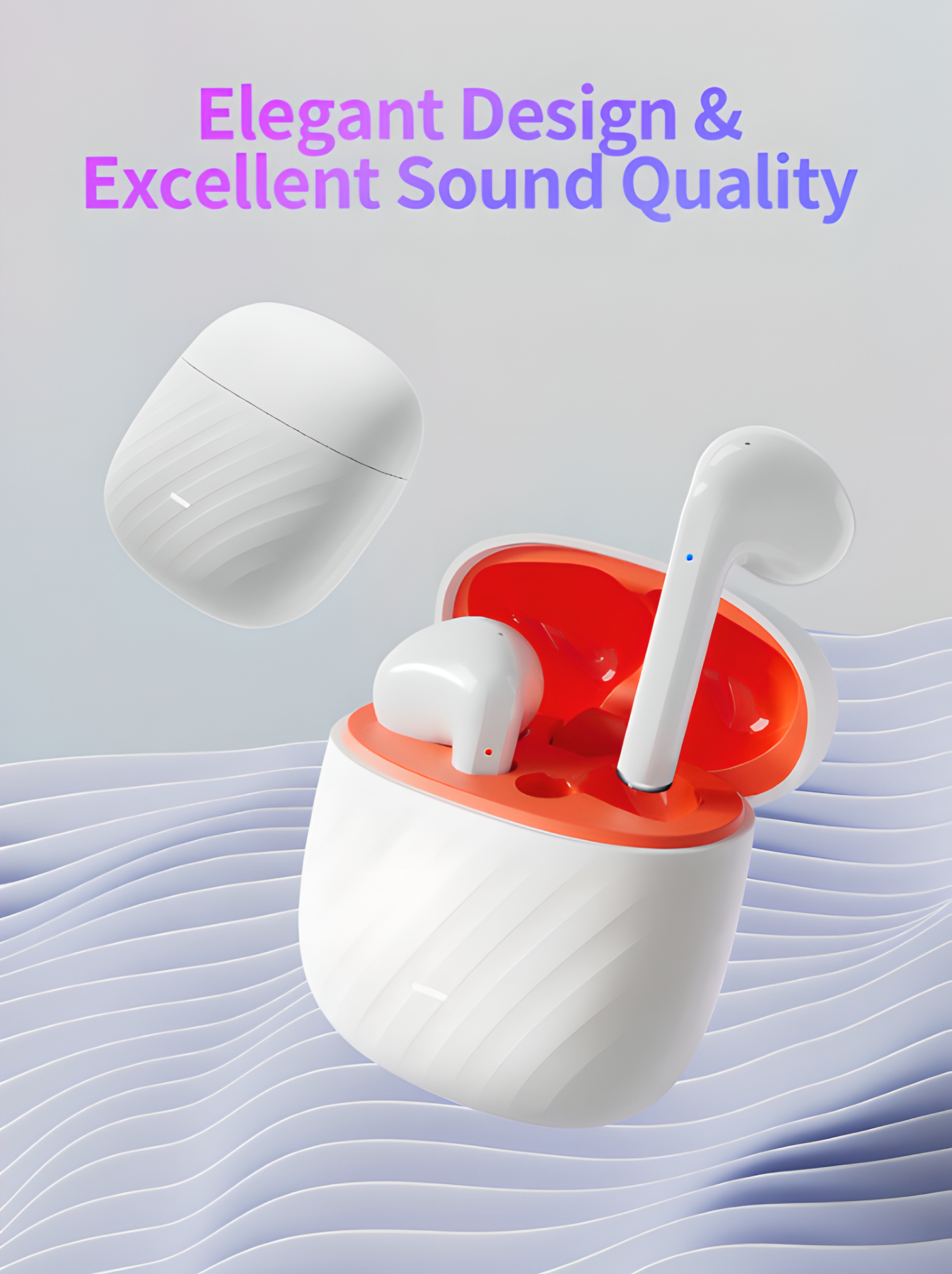 Wireless Earphones Dual Ear In Ear headphones Ultra Long Standby Running Bass Sports Earburds Music Headset With Mic: WHITE