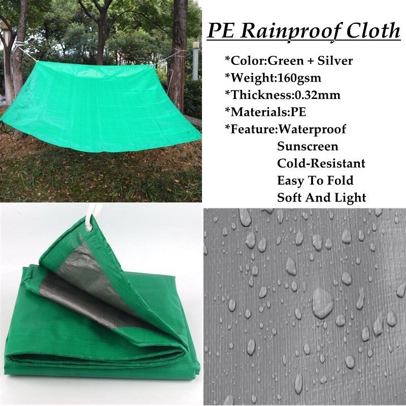 Tela impermeable para camiones, 0,32mm de espesor, lona verde y plateada PE, tela impermeable para jardín