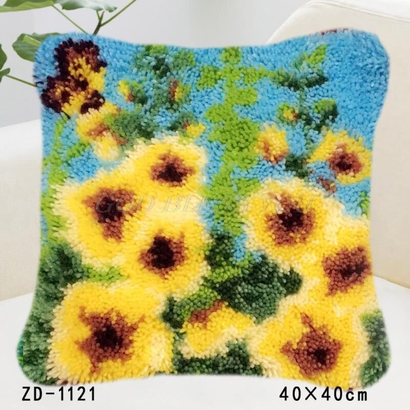 Flowers Grass Coarse Wool Latch Hook Kits DIY Cross Stitch Carpet Embroidery Plant Series Segment Embroidery DIY Rug Hooking Set: 1121