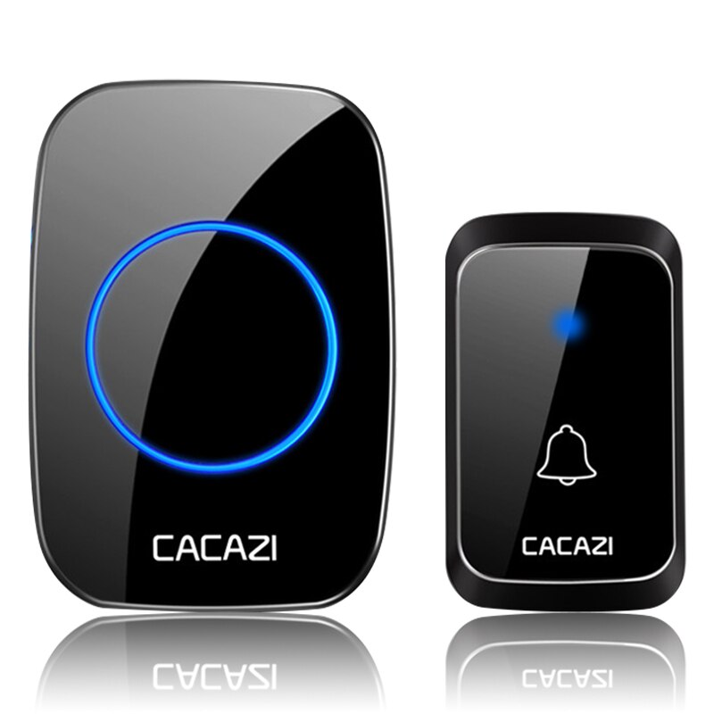 CACAZI Waterproof Wireless Doorbell DC battery-operated 300M Remote Home Cordless Doorbell 1 2 Button x 1 2 3 Receiver Chime: Black1x1