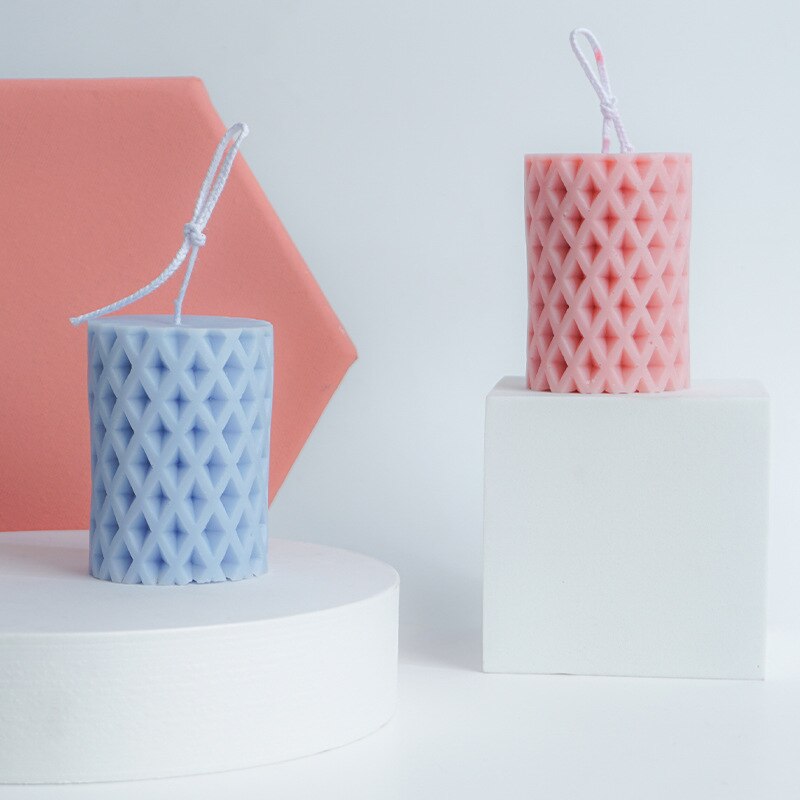 Rhombisk hul cylindrisk silikoneform håndlavet duftende stearinlys silikoneform stearinlys gør forme harpiks form fondant værktøjer