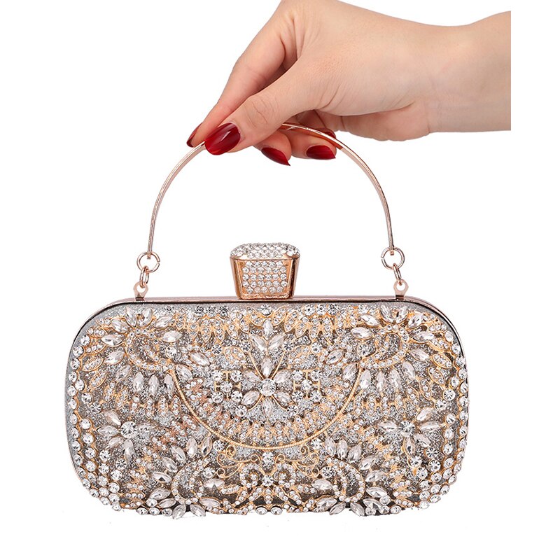 Diamant soirée pochette pour femmes sac à main de mariage chaîne sac à bandoulière petit sac à main avec poignée en métal ZD1397