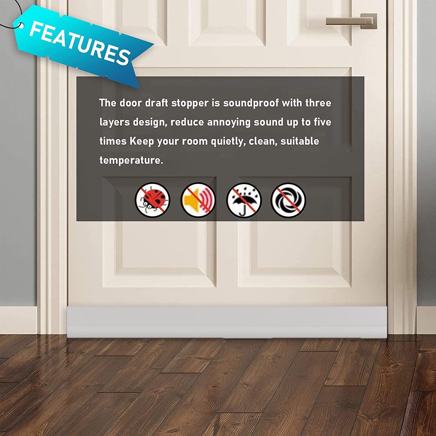 Door Draft Stopper Door Bottom Gap Filler One Sided Under Door Breeze Blocker Weather Strip Cold Air Insulator Wind Seal Strip