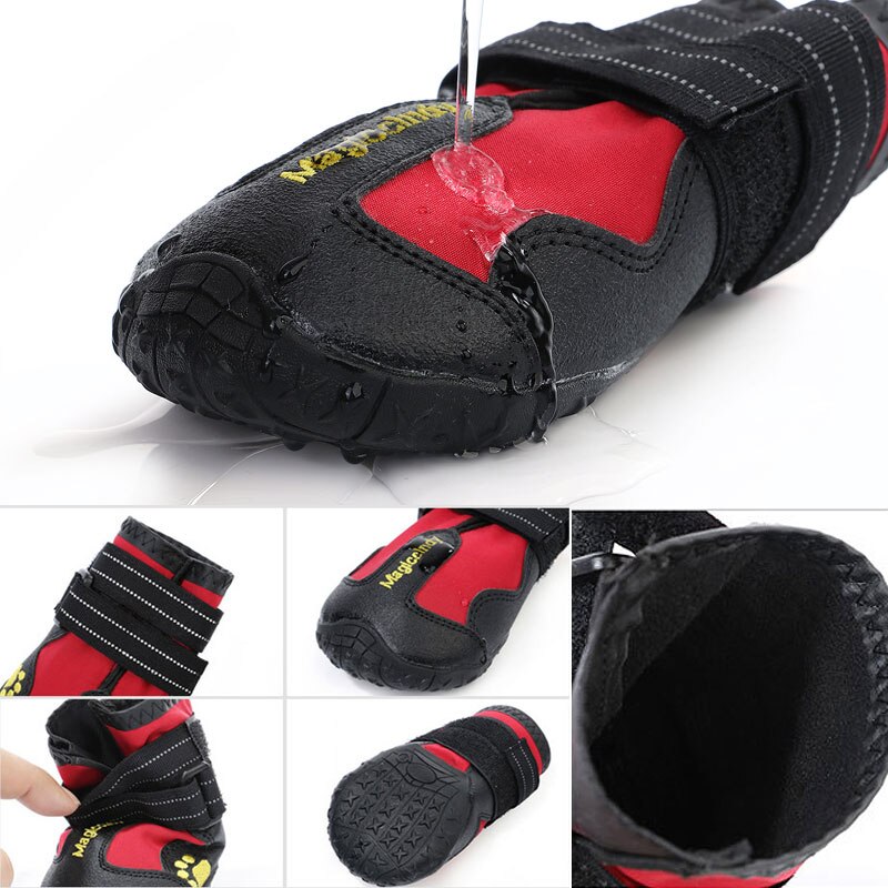 Chaussure imperméable réfléchissante pour grands chiens et veilleuse pour animaux de compagnie, bottes de pluie antidérapantes, chaussures d'extérieur à la
