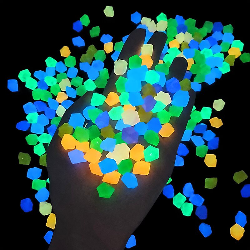300Pcs 14mm Aquarium Glow Rocks Luminous Stones Glow in The Dark Pebbles Home Garden Decoration Outdoor Yard Lawn Path Decor