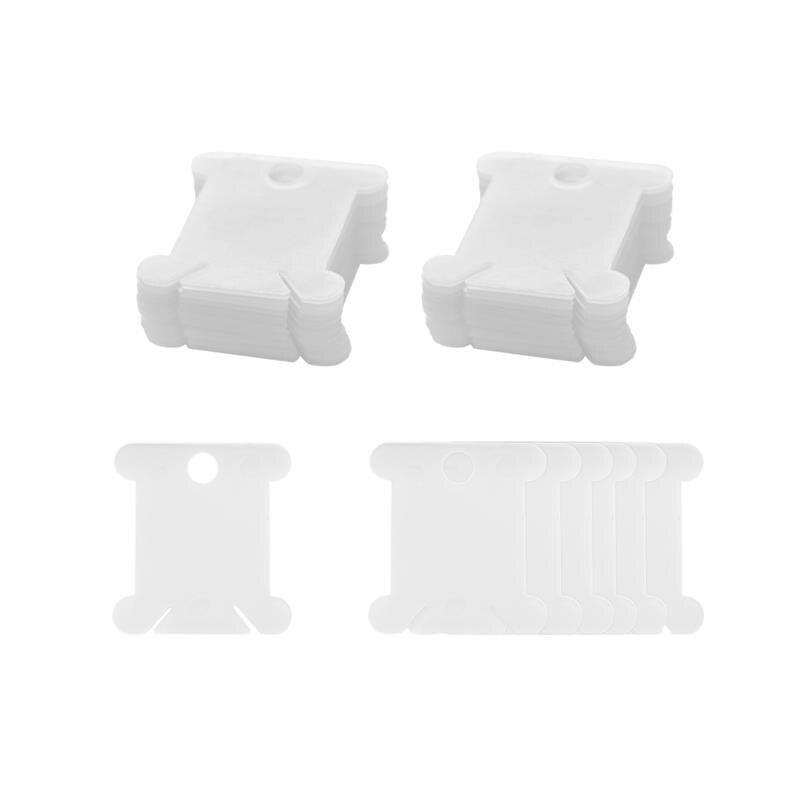 Embroidery Thread Holder Floss Craft Bobbin Cross Stitch Storage Holder Plastic Sewing Thread Board Card Thread Organizer: transparent / 100 pcs