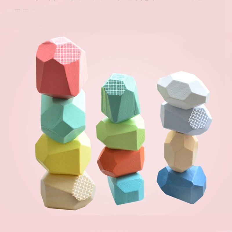 Kinderen Houten Regenboog Kleur Steen Bouwsteen Educatief Speelgoed Creatieve Nordic Stijl Stapelen Spel