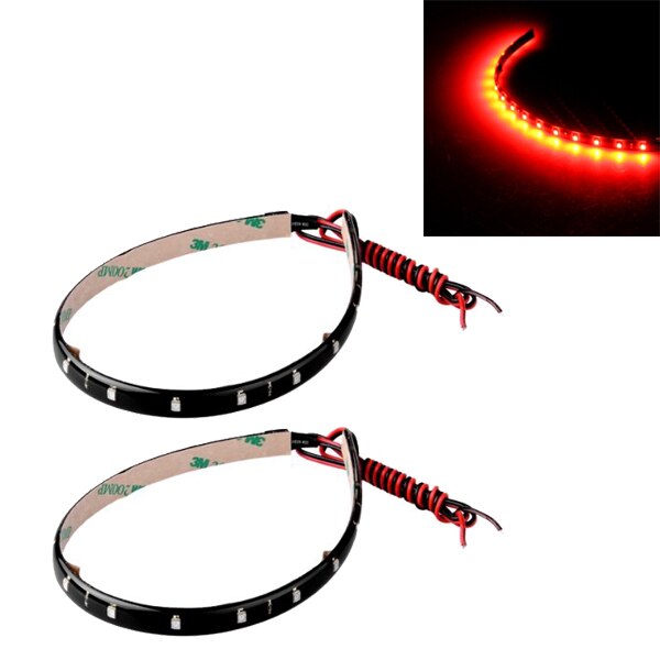 2 luces de cadena 15 tiras LED 30 cm Cadena de luz roja 12V