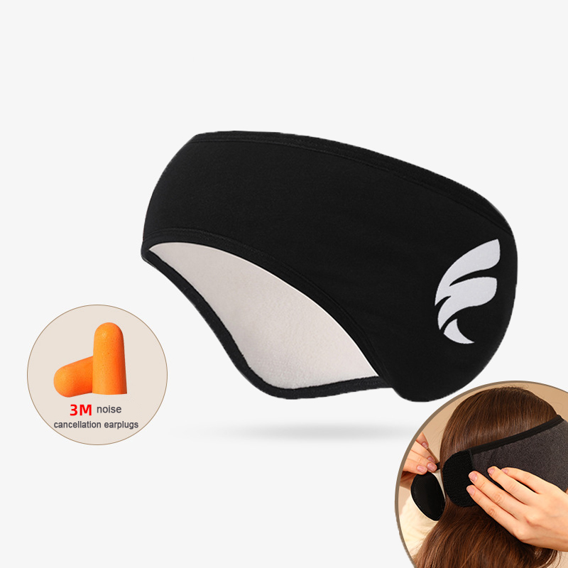 Masque de sommeil occultant pour relaxer, bandeau en peluche, bandeau de couchage en coton pour hommes et femmes, protège-oreilles Anti-bruit: WHITE