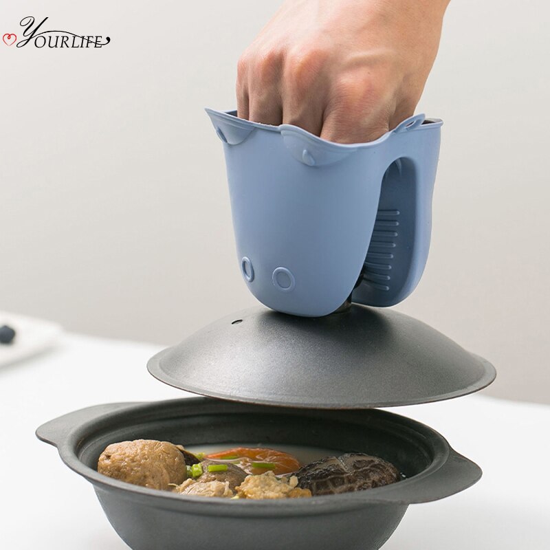 OYOURLIFE Cartoon Silicone Microwave Oven Gloves Oven Mitts Thickened Heat Resistant Slip-resistant Kitchen Gloves Pot Holder