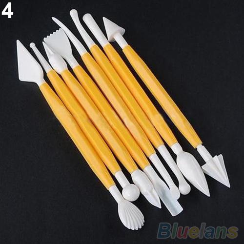 8 Pcs/1 Set Flower Plunger Cutter Sugar craftes Fondant Cake Mold Decorating Tools: Yellow