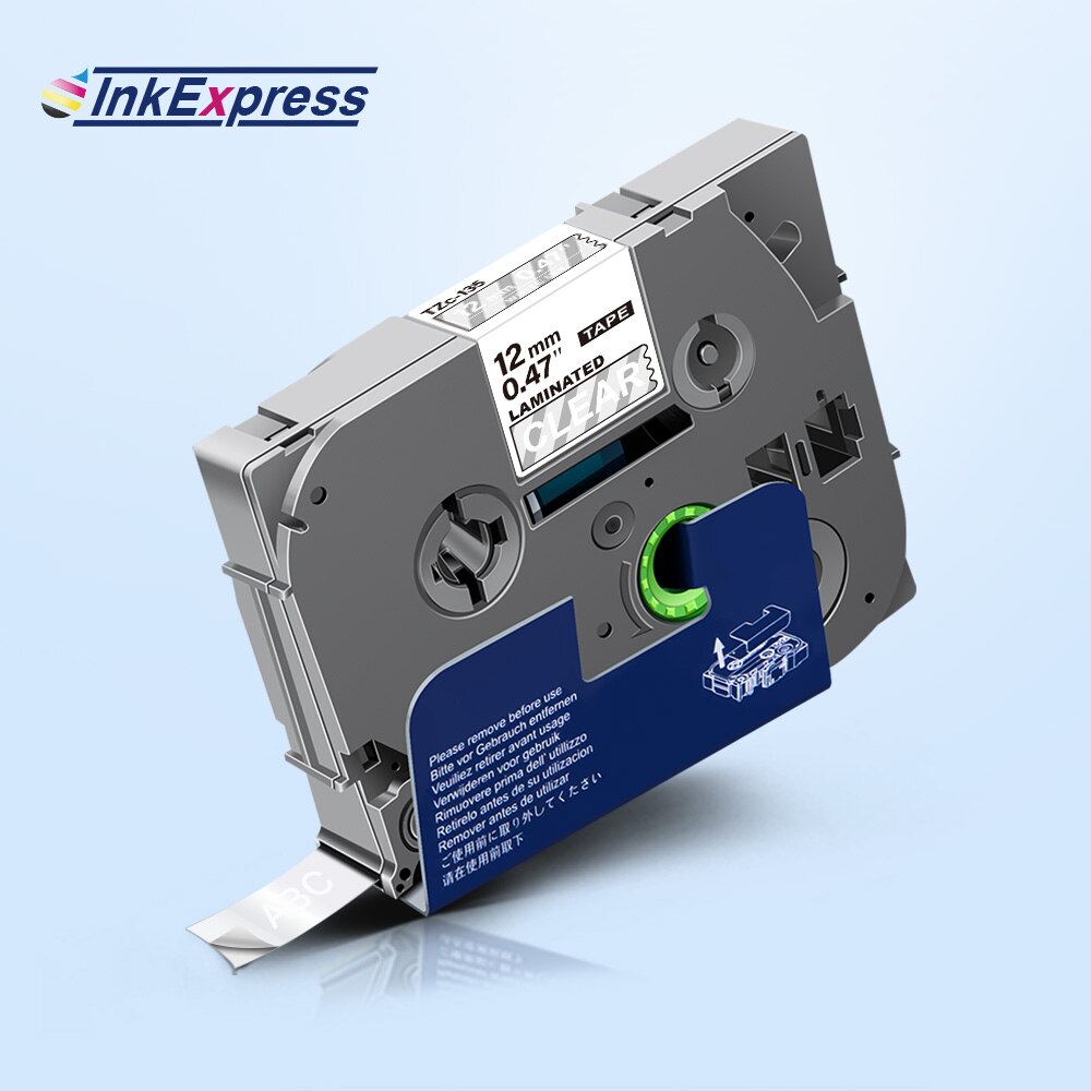 Étiquettes de TZe-135 de 12mm blanches sur le ruban stratifié clair tze 135 tze-231 ruban d'imprimante de Cassette d'étiquette pour le fabricant d'étiquette de contact de frère P