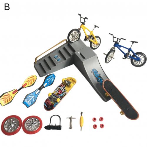 Kids Mini Toets Fiets Scooter Skateboard Vitaliteit Board Vinger Speelgoed Set: B
