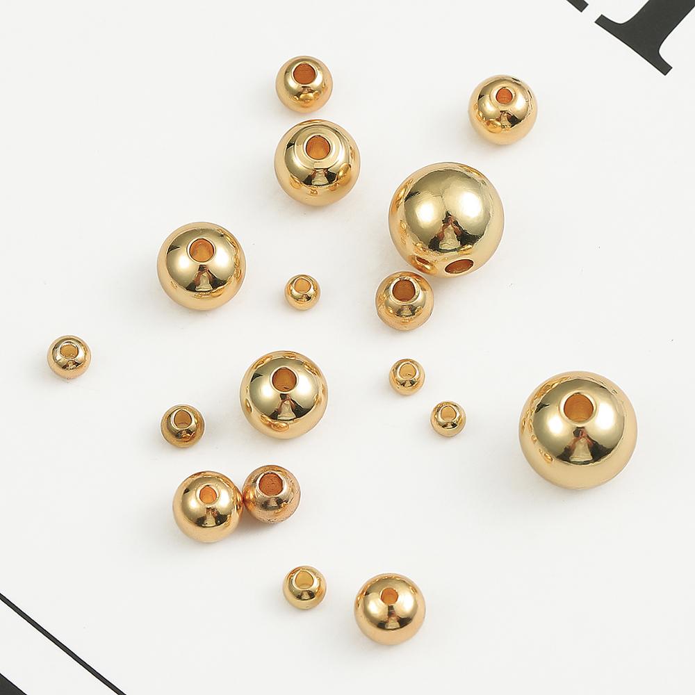 3/4/5/6/8mm 18k Gold Überzogene Runde Spacer Perlen Ball Ende Samen perle Kupfer Lose Perlen Für DIY Schmuck, Die Entdeckungen Zubehör