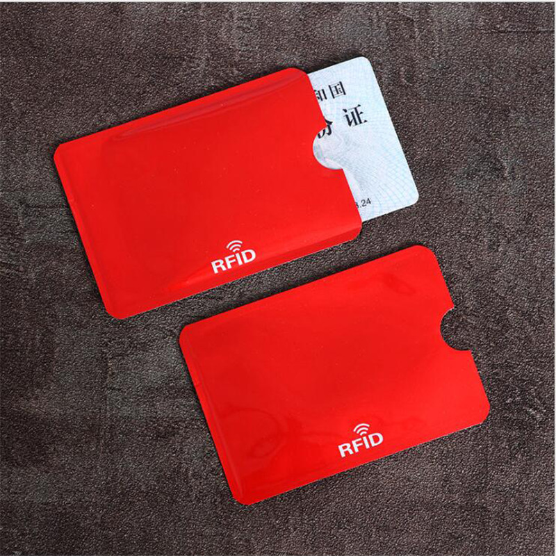 5Pcs Anti Rfid Kaarthouder Nfc Blokkeren Reader Lock Id Bank Kaarthouder Student Id-kaarten Wallet Paspoort Protector aluminium: Red