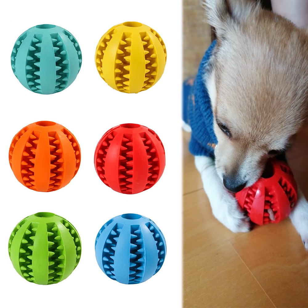 Soft Pet Dog Cat Toys Interactive Elasticity Ball Chew Toy Puppy Tooth Clean Ball Of Food Extra-tough Rubber Ball Feeder